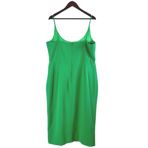 Christian Siriano Grass Green Midi Slip Dress Sleeveless Scoop Neck - Picture 9 of 12